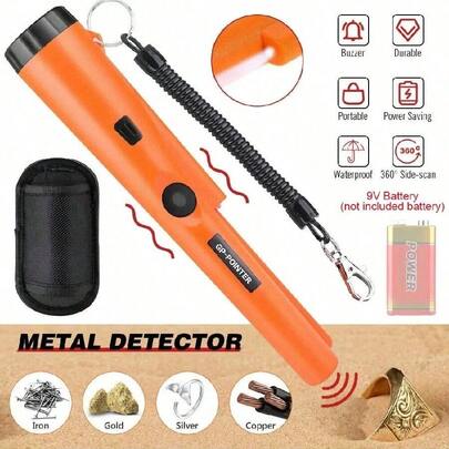 Handgehaltener Metalldetektor Sonde, wasserdichter GP-Zeiger, Schatzsuche Lokalisator Detektor, geeignet für Erwachsene & Jugendliche - Orange-Schwarz-Blau, Weihnachten, Heiligabend, Vatertags Geschenk (Batterien nicht enthalten)