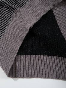 ANDREILEE 男女通用针织提花字母城市印花落肩圆领毛衣，春/秋/冬 - 深灰色 - 查看 7