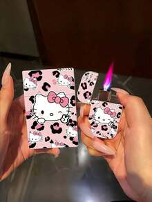 1 Sanrio For Hello Kitty Cute Cartoon Cigarette Case, Can Hold 20 Thick Cigarettes Soft And Hard Pack Universal Pressure-Resistant Cigarette Case (Not Including Lighter)