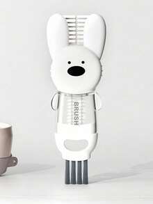 1个兔子造型杯盖刷，用于清洁水瓶盖缝隙和奶瓶，兔子造型杯盖刷四合一保温水杯刷，瓶嘴杯口缝隙清洁刷