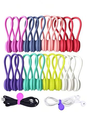 1pc Super Durable Reusable Strap, For Bundling And Organizing Cables, Headphones, Hanging And Securing Keychains, Silicone Wrapped, 8 Colors (Random Color)