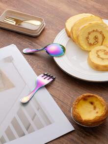 Set di posate portatile in acciaio inossidabile 3 pezzi, in acciaio inossidabile 304, posate pieghevoli con scatola di conservazione, inclusi forchetta, cucchiaio e scatola di conservazione - perfetto per ufficio, cucina, picnic, campeggio e attività all'aperto, e anche un bel regalo per le vacanze.