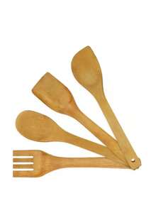 Set de 4 Utensilios de Cocina de Bambú - Café integral - Ver 1