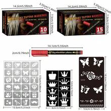 10/15色临时纹身笔套装，笔尖灵活，色彩鲜艳，适合万圣节化妆和面部彩绘 - 彩色 - 查看 4