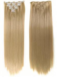 16 Clips 7Pcs/Set Hair Extensions Long Straight Hairstyle Synthetic Blonde Black Hairpieces Heat Resistant False Hair Daily Use For Women - Multicolor - View 32