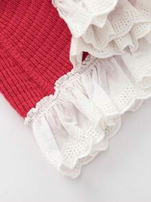 Jersey de punto para niñas con diseño jacquard lindo, primavera 2025 - Rojo - Ver 8
