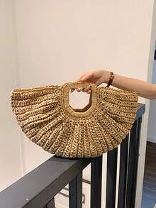 Semi-Circle Moon Shape Woven Straw Tote Bag - Handwoven Fan Design Beach Purse With Top Handle For Vacation, Picnics And Summer Outings.This Is A Semi-Circle Moon Shape Woven Straw Tote Bag, Featuring A Handwoven Fan Design As A Beach Purse With A Top Handle, Ideal For Vacation, Picnics, And Summer Outings.Straw Tote Bag, Beach Bag, Semi-Circle Purse, Moon Shape Bag, Handwoven Bag, Natural Fiber Tote, Fan Design Bag, Vacation Purse, Picnic Basket Bag, Summer Tote, Boho Beach Bag, Top Handle Purse,  Seaside Accessory, Market Tote, Bohemian Bag, Lightweight Carryall, Seasonal Handbag.Christmas,Christmas Gifts,Gifts For Women,Crossbody Bags For Women,Purses,Purses And Bags Women,Makeup Bag,Bags For Women,Shoulder Bag,Carteras Para Mujer,Christmas Bags,Carteras Para Mujer,Mom Gifts,Makeup Bag,Personalized Gifts,Teacher Gifts,Teacher Christmas Gifts,Totes Bags For Women,Purses And Bags Women,Purses And Bags,Bolsas Elegantes Para Mujer,Carteras Para Mujer,Purses For Women,Cartera Para Mujer - 卡其色 - 查看 9
