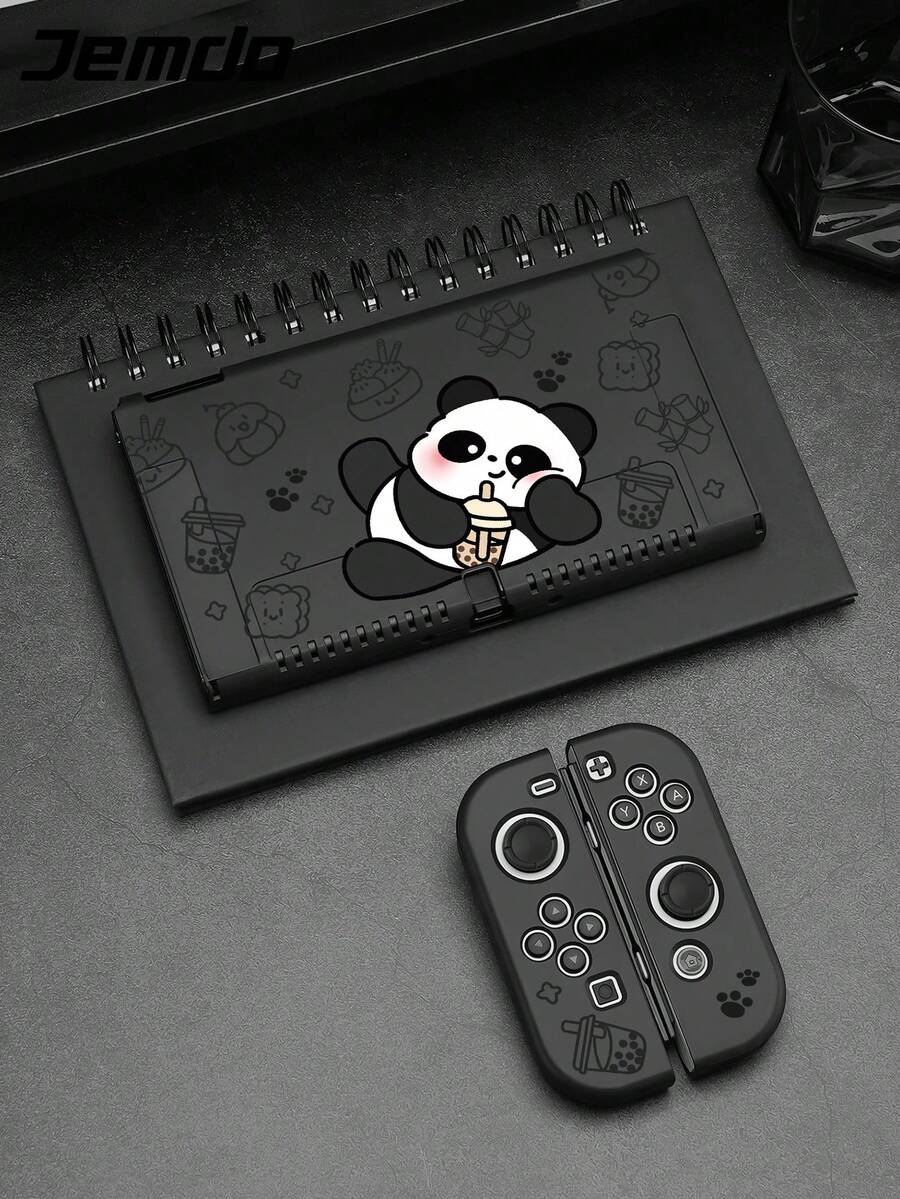 1个熊猫喝珍珠奶茶图案保护壳,适用于Switch2/Switch OLED/Switch NS,Switch Lite配件,Switch玩家的最佳礼物 - 彩色 - 查看 1