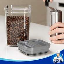 MR.SIGA Juego de 4 recipientes hermeticos para almacenamiento de alimentos sin BPA con tapas a prueba de fugas con una sola mano 1 litro/33.8 onzas mediano gris - SIG - Ver 4