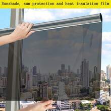 单向透视窗膜：镜面反射窗膜，隐私隔热，防紫外线，防眩光窗贴膜，家用、办公用安全窗膜，防晒膜（银-银，黑-银，浅蓝-银） - 黑銀 - 查看 3