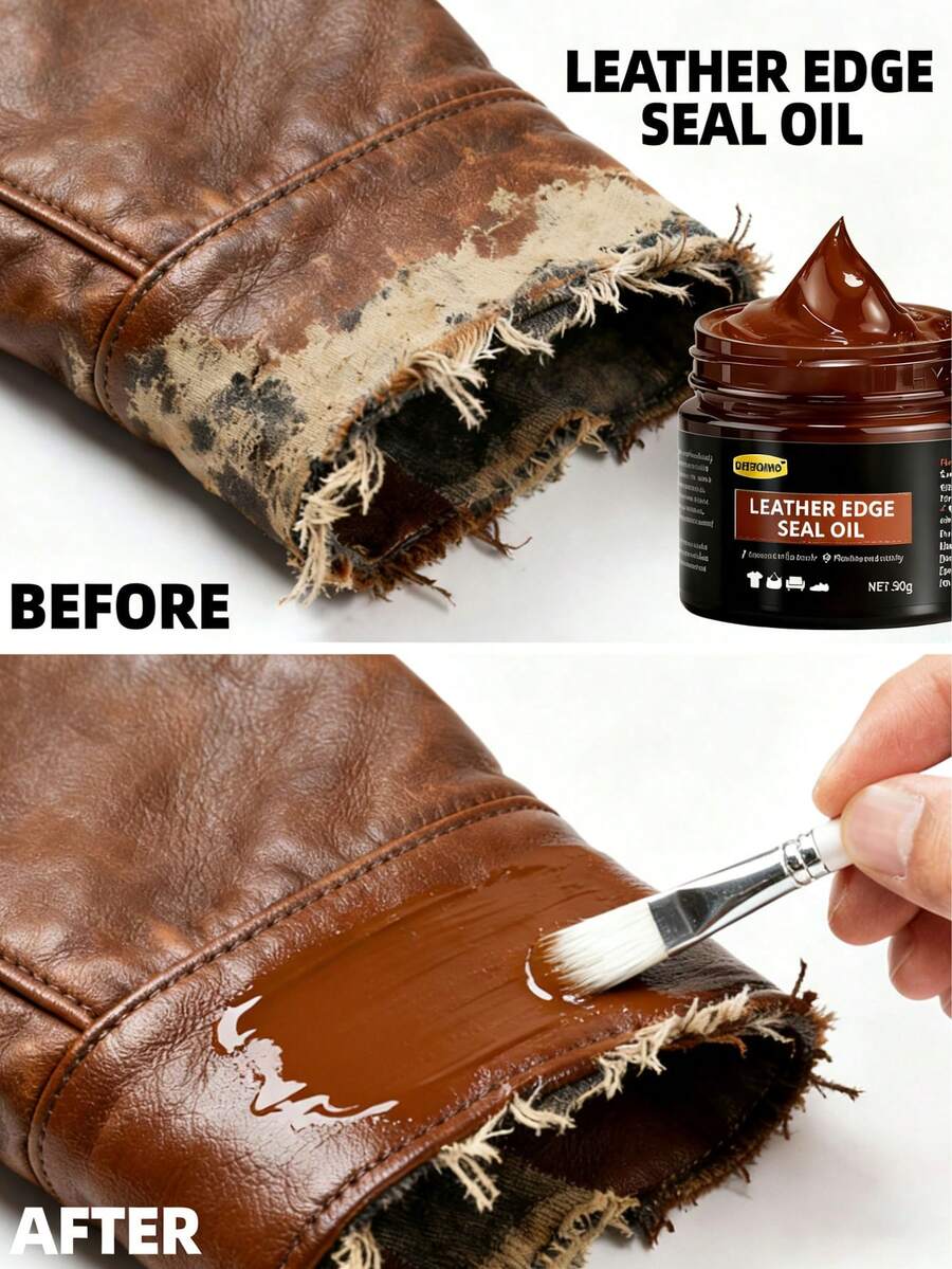 1 buc. Kit de reparare a marginilor din piele PU maro cu perie - Material plastic, potrivit pentru repararea încălțămintei, bagajelor, curelelor de ceas etc., include vopsea maro pentru încălțăminte pentru colorarea marginilor