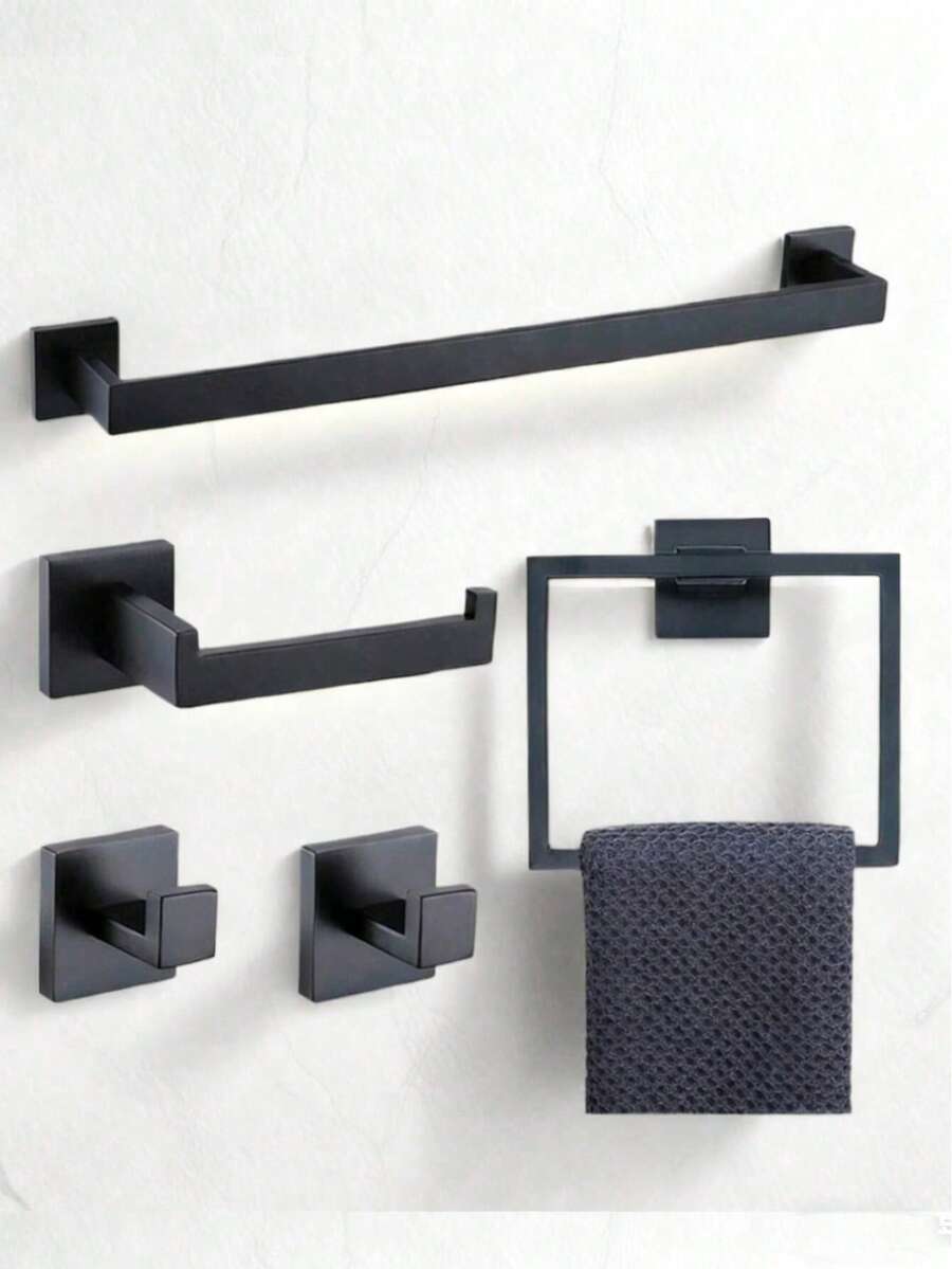 OBOVAY 1 pieza Accesorio de almacenamiento colgante de tubo cuadrado reforzado para baño, Toallero de acero inoxidable, Portarrollos de papel higiénico, Ganchos para baño, Toallero, Accesorios de baño, Herramientas de baño - Multicolor - Ver 1