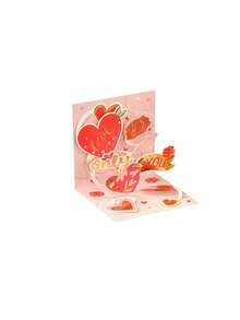 1pc Valentine'S Day Pop-Up Heart Card, 3d Heart-Shaped Gold Foil Card, Valentine'S Day Gift, Pink And Red Card, A Romantic Keepsake For Your Girlfriend Or Lover, Suitable For Friendship, Love, And Family