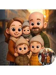 Customized Photo To Cartoon Style Oil Painting - Customizable Photo, Pet Photo, Text - AI Generated Cartoon Art Canvas, Suitable For Wall Decor, Gifts, Home/Office - Multicolor - View 16