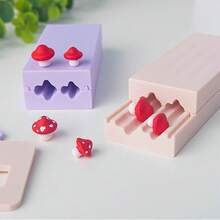 2pcs/Set Mini Mushroom-Shaped Soft Pottery Hand Rolling Mold, Three-Dimensional Miniature Clay Modeling Rolling Board, Earring Pendant Handmade Tool - Mushroom - View 7