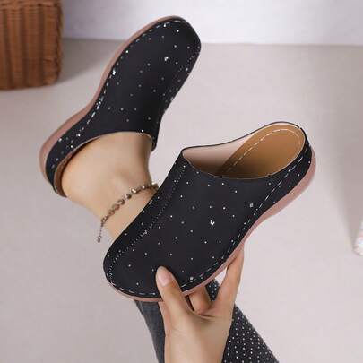 1 Pair Women's Slip-On Slippers With Arch Support, Breathable Thick Sole Open Toe Slides - Soft TPU Outsole, Comfortable & Durable - Suitable For Casual Wear, Outdoor Activities, Elegant Party, Preppy, Casual, Fashion, Holiday, Beach, School, Office, Home, Spring, Summer, Autumn, Winter