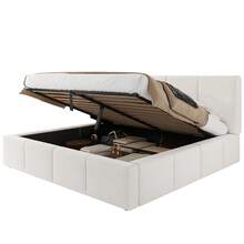 Upholstered Bed, Double Bed, 180 X 200 Cm, Slatted Base, Beige Loop Upholstered Headboard, Hydraulically Adjustable, With Large Storage Space. - Beige - View 11