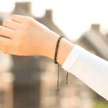 PENGION Hug from Heaven Morse Code Bracelet - Until We Meet Again, Black Hematite Beads Men and Women - Abrazo del cielo (acero inoxidable negro) - Ver 8