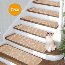 1/7/15pcs Anti-Slip Stair Treads, Self-Adhesive, Suitable For Indoor Wooden Stairs, Comfortable Noise Reduction, Suitable For Children, Elderly And Pets, Home Decor Stair Mats, Warm And Anti-Slip In Winter, Washable And Reusable, Size: 20*76 Cm / 7.9*29.9 In - 55*19 Cm / 21.65*7.5 In - Multicolor - View 14