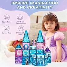 48pcs Princess & Prince Frozen Series Magnetic Window Tiles, Children's Puzzle Toys Magnetic Building Blocks Track Castle Frozen Magnetic Tiles, Suitable For Birthday, Christmas, Halloween Gifts