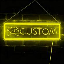 Individuell gestaltbarer PS//PC Gamepad Neonlicht - USB betriebenes LED Wandlicht, individuell anpassbarer Name/Text, blaue/rosa Gaming Zimmer Dekoration, Plug and Play, geeignet für Schlafzimmer, Party, kompatibel mit Switch//Logo, Neonlichtschild, Wandkunst, Wanddekoration, Neon Wanddekoration, LED Licht, ästhetische Zimmer Dekoration, Beleuchtungsdekoration, Lichtleiste