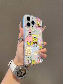 SpongeBob SquarePants 1个透明太空海绵宝宝家族字母涂鸦图案防震手机壳，兼容三星/苹果17/16/15/14/13/12/11 Pro Max/12 Pro/14 Plus等。 - 彩色 - 查看 4