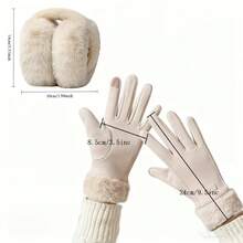 女士冬季保暖手套耳罩套装（2 件装） - 可折叠弹性耳罩，触屏防滑防寒手套，适合骑行和日常佩戴，理想的节日/生日礼物 - 彩色 - 查看 10