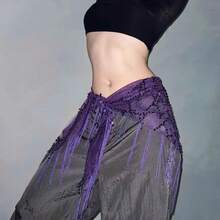 1pc Women Belly Dance Costume, Sequin Fringe Belly Dance Hip Scarf, Thai/Arabian Dance Skirt Waist Belt - Multicolor - View 25