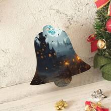 Adornos de madera de Navidad, castillo sombrío y bruja, árbol de Navidad, para colgar en forma de árbol de Navidad, decoración colgante de Navidad para Año Nuevo, decoración de, 2 piezas - Forma de campana - Ver 12