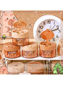 Sacapuntas de doble orificio con tapa divertida, sacapuntas manual portátil y lindo de rotación con doble orificio, sacapuntas de dibujos animados creativos para estudiantes