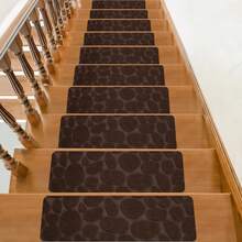 1/7/15pcs Anti-Slip Stair Treads, Self-Adhesive, Suitable For Indoor Wooden Stairs, Comfortable Noise Reduction, Suitable For Children, Elderly And Pets, Home Decor Stair Mats, Warm And Anti-Slip In Winter, Washable And Reusable, Size: 20*76 Cm / 7.9*29.9 In - 55*19 Cm / 21.65*7.5 In - Multicolor - View 12