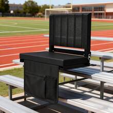 Lcchabls Portable Stadium Seat With Back Support & Padded Cushion, Folding Bleacher Chair With Cup Holder, Pocket & Shoulder Strap For Sports, Camping, Beach & Picnics – Black - Black - View 1