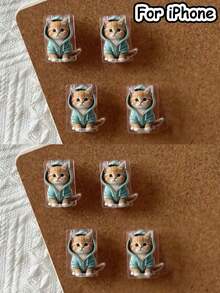 2/4/8个装卡通猫咪造型充电线保护套，可爱时尚，保护充电线免受咬合，亚克力材质，保护充电器接头、耳机线、手机线免受损坏，延长数据线寿命，兼容Type-C/苹果20W快充线，适用于苹果17/16/15系列等机型