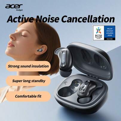  [Hàng chính hãng Acer] Tai nghe Bluetooth OHR562, Tai nghe nhét tai, Nhỏ gọn, Vừa vặn thoải mái, Hỗ trợ giấc ngủ, Tai nghe không dây, Khử tiếng ồn, Thích hợp cho thể thao, chạy bộ, đạp xe, tập thể dục, học tập, kinh doanh và nhiều hoạt động khác, Tương thích với điện thoại thông minh, máy tính bảng và các thiết bị khác, Món quà Giáng sinh lý tưởng