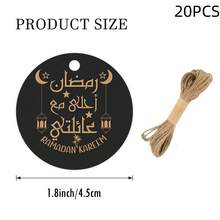 20/50 PCS Ramadan Arabic Calligraphy Gift Labels With Hemp Rope, Ramadan Party New Moon And Lantern Gift Labels, Suitable For Holiday Gift Decoration Hang Tags - Multicolor - View 2