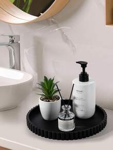 Dressing Table Jewelry And Accessories Display Tray - 12-Inch Lace-Trimmed Round Silicone Bathroom Tray, Suitable For Storing Cosmetics, Jewelry, Candles, Soap Dispensers, Modern Bathroom Decor, Coffee Table Decoration, Candle, Perfume, And Plant Display Tray.