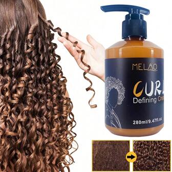  MELAO Curl Defining Cream För Naturligt Hår - Återfuktande Lockkräm Med Lätt Formula För Definierade Lockar, Frizzkontroll & Mjuk Stadga - 280ml/9.47fl.Oz