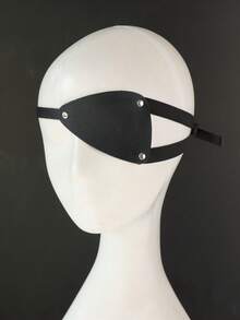 1pc Medieval Men's Retro Viking Single Eye Mask, Celtic Style PU Leather Headpiece, Cosplay Prop, Carnival Accessory - Black - View 4