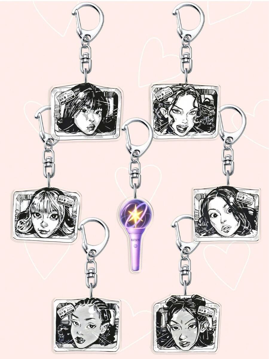 1PC Acrylic KATSEYE Keychain,Black And White Anime Backpack Charm,Car Keys, Bag AccessoriesKpop Fans Merch Goods, 2D Acrylic Bag Charm, Concert Fangoods, Christmas Gifts, Collectibles,The Best Gift For Fans - Multicolor - View 1