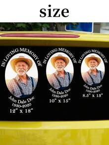 1pc Personalized Oval Memorial Sticker, Customized "Forever Remembered" Car Window Decal, Suitable For Car, Laptop, Wall And Home Photo Memorial Sticker, Condolence Mourning Memorial Sticker, Customized Memorial Keepsake Gift, Funeral Memorial Sticker For Deceased Loved Ones, "Celebration Of Life" Photo Memorial Sticker - Multicolor - View 2