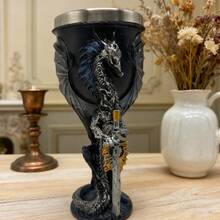 3D Dragon Sword Stem Wine Glass, Stainless Steel Inner Cup Creative Decorative Gift - Multicolor - View 14