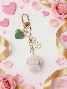 1 pieza Llavero/colgante DIY de 10cm/3.93in con diseño lindo de perrito, corazón y trébol, accesorio minimalista de moda casual adecuado para bolso, mochila, llaves de coche, viaje, escuela, fiesta, regalo de vacaciones - Multicolor - Ver 1