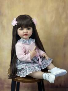 55cm Lifelike Long Hair Reborn Doll 22 Inch Washable Exquisite Simulation Dolls Dress Up Games Toys Festival Gifts