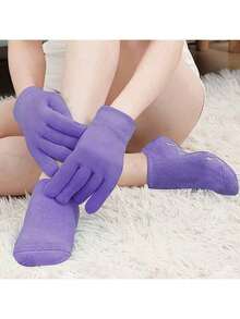 4件套女士保湿手足护理套装，包含：超柔软内衬乳霜SPA腿套、修复干燥皲裂足部保湿手足套（日常佩戴）、保湿凝胶足膜腿套、去角质修复腿套、滋养足膜凝胶腿套、四季保湿防皲裂袜套装、含精油的滋养手套 - 彩色 - 查看 11