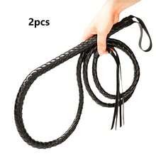 Western Farm Western Cowboy Whip - Black Leather Bullwhip, Halloween Party Supplies, Christmas And New Year Gifts Equestrian Leather Crop/Whip Practice