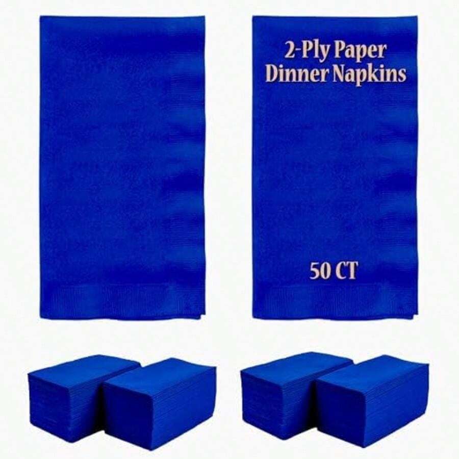 Perfectware - Servilletas de cena de 2 capas, rojo, 50 quilates, 15 x 17 pulgadas, paquete de 50 unidades. para fiestas(Navy Blue-50ct) - Multicolor - Ver 1