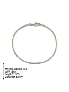 1pc Minimalist Stainless Steel Silver Snake Bone Chain Bracelet For Women, Suitable For Daily Wear - Silver - View 15