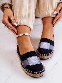 Women's Comfortable And Fashionable Slip-On Textile Espadrilles With Jute Platform Big Star JJ274963 Black White Blue - Black - View 5