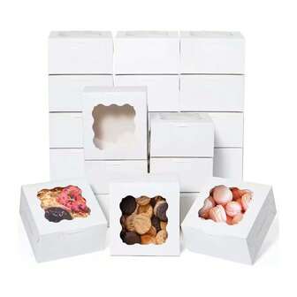 5个/10个装透明窗口纸杯蛋糕盒、玛芬蛋糕盒、糕点盒、饼干盒，适用于甜点、草莓、蛋糕、圣诞礼物、情人节礼物、蛋糕盒、蛋糕包装盒