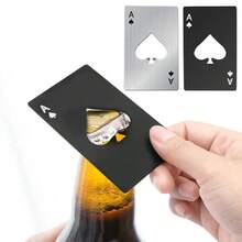 Dụng cụ mở nắp chai hình quân bài Spade A bằng thép không gỉ, kiểu dáng thẻ tín dụng, dùng để mở nắp chai nước ngọt và bia, dụng cụ gia đình sáng tạo. - Nhiều màu - Xem 1